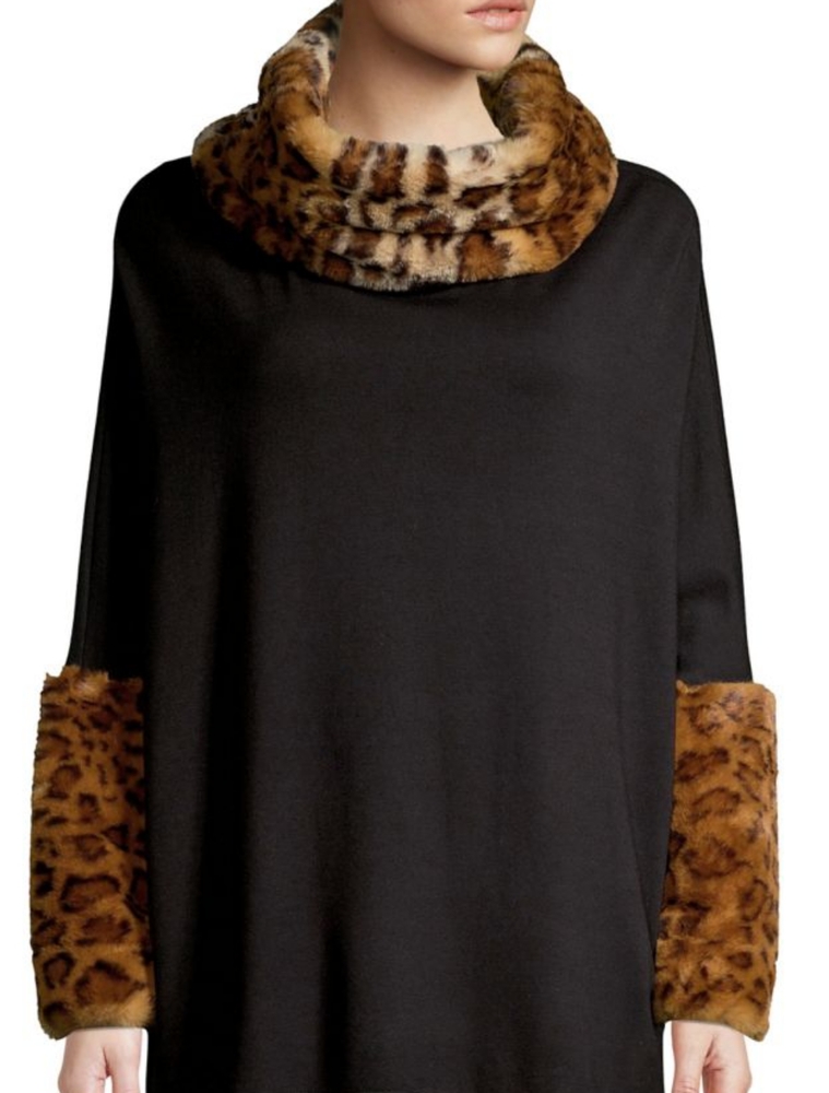 💥Cozy Warm Sweater Featuring Leopard Faux Fur